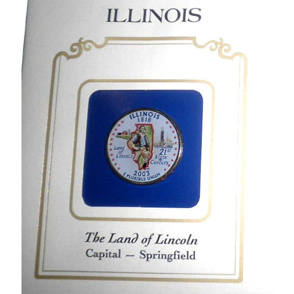 ILLINOIS COLORIZED QUARTER & FIRST DAY COVER BY POSTAL COMMEMORATIVE SOCIETY - Picture 2 of 3